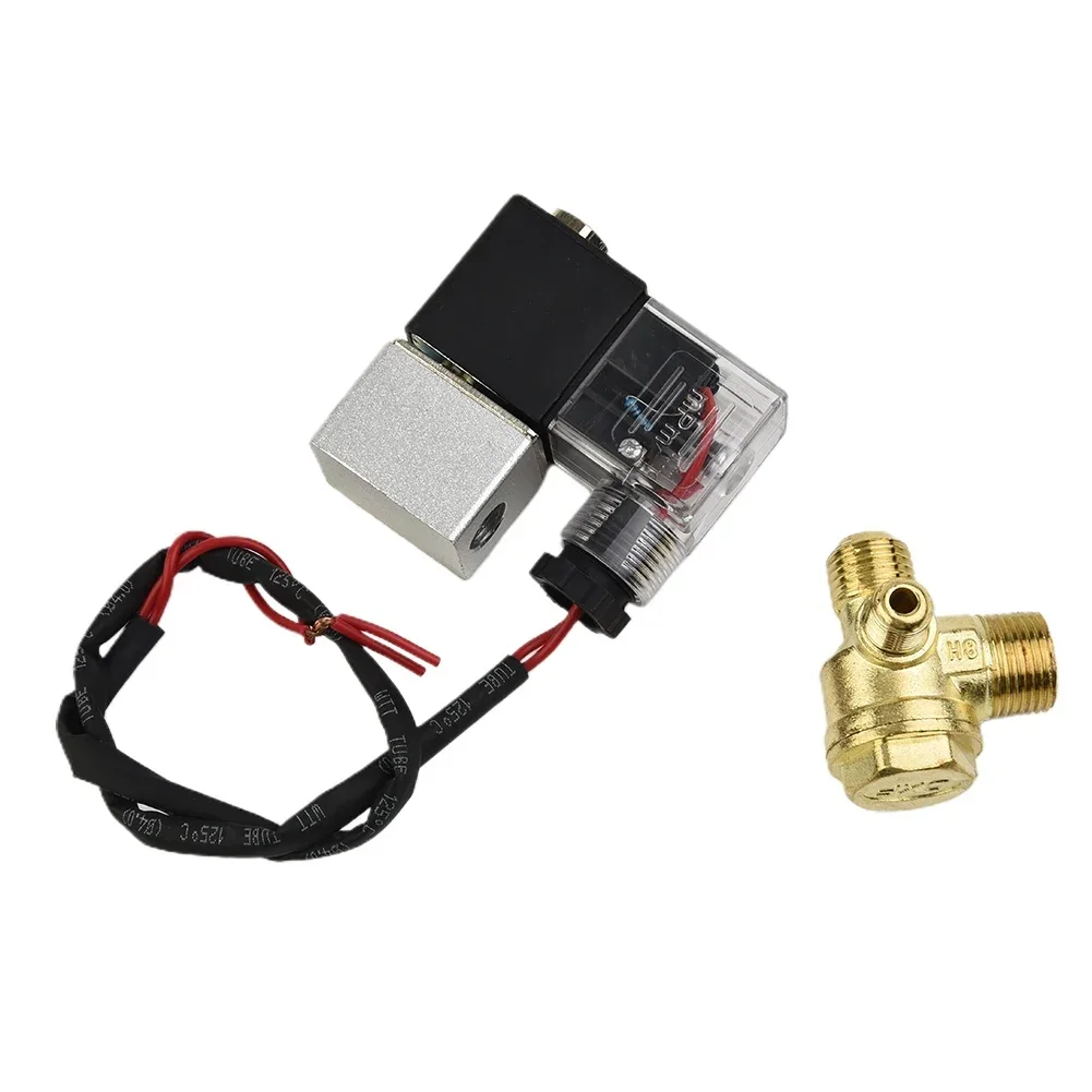 Stainless Steel Plunger & Spring Solenoid Valve with LED Light for Mute Oil Free Machine Check Valve Bleed Air Compressor