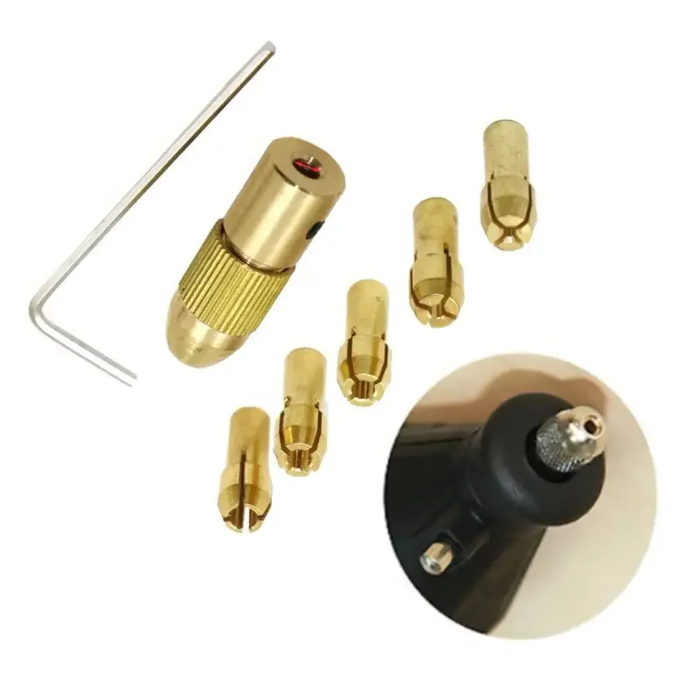 Youtome YTOM For Twist Electronic Drill Chuck Tool Power 7 Pcs 0.5mm-3.0mm Mini Drill Collet Set Brass Drill Chucks Adapter Bits