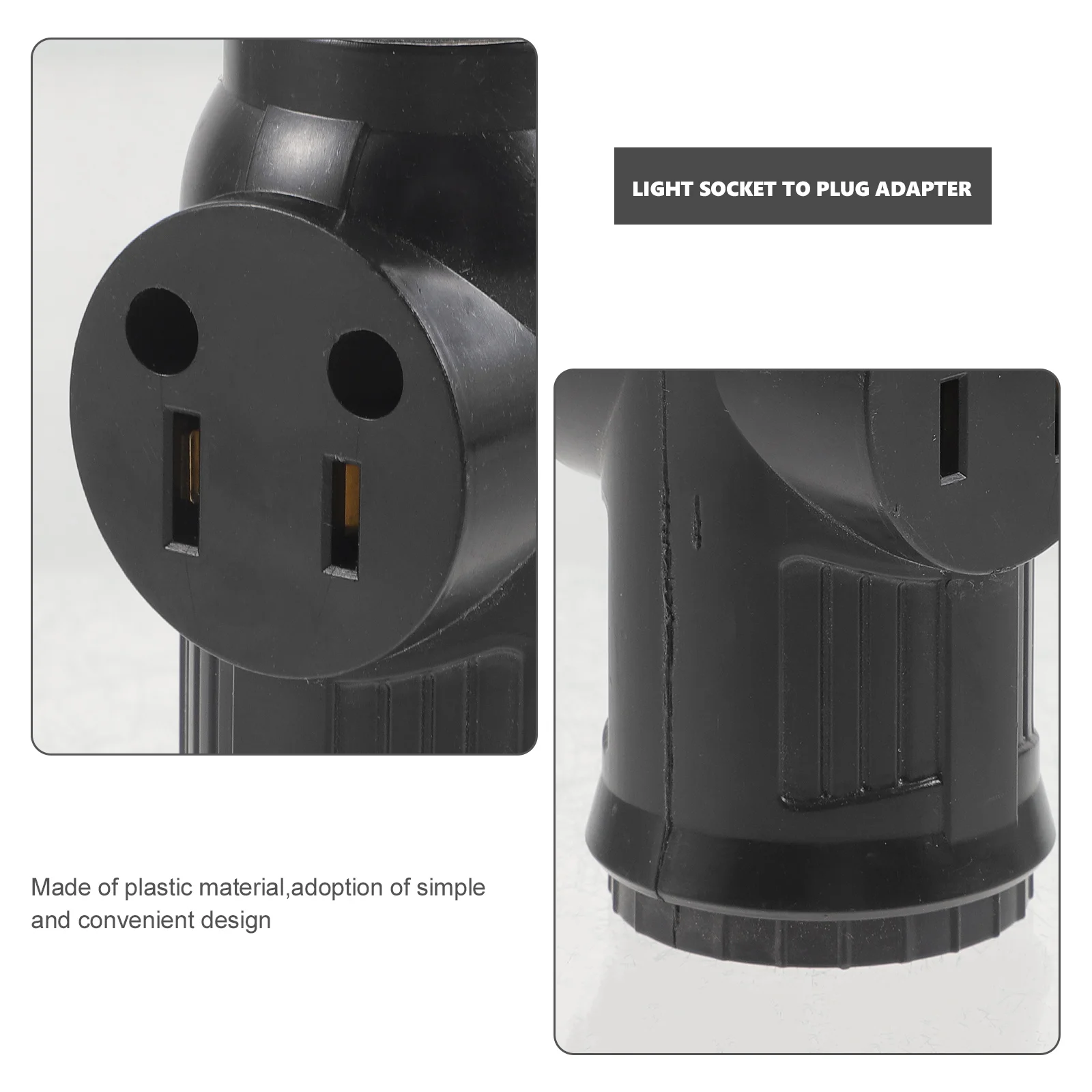 Outlet Plug Splitter E26 Light Bulb to Dual 3-prong Outlet Plug with Pull