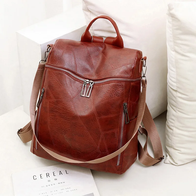 2023 New Backpack Female Leather Bag Women\'s Backpack Fashion School BagFor Girls High Quality Leisure Shoulder Bag Travel Bag