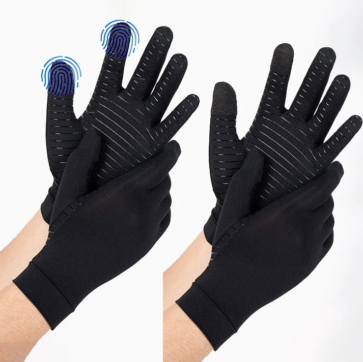 1/2 Pairs Black Women Men Copper Fiber Spandex Touch Screen Gloves for Running Sports Winter Warm Football Hiking Driving Glove