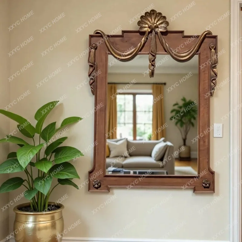 

B06 retro carved enigma mirror bathroom mirror wall hanging art fireplace decorative mirror