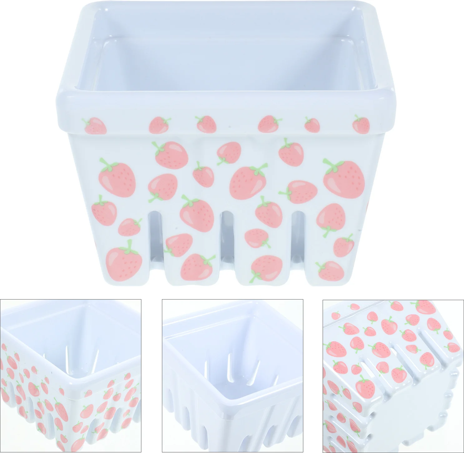 

2Pcs Fruit Bowl Square Shape Drain Basket Farmhouse Style Snack Holder Stackable Storage Bowl Kitchen Drainage Tray