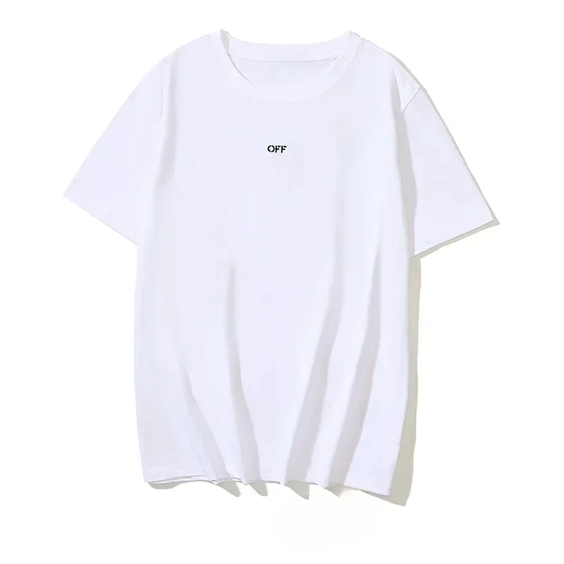 Summer Trendy White Cotton Off-shoulder Round Neck T-shirt For Men Digital Printing Short Sleeves Comfortable Breathable