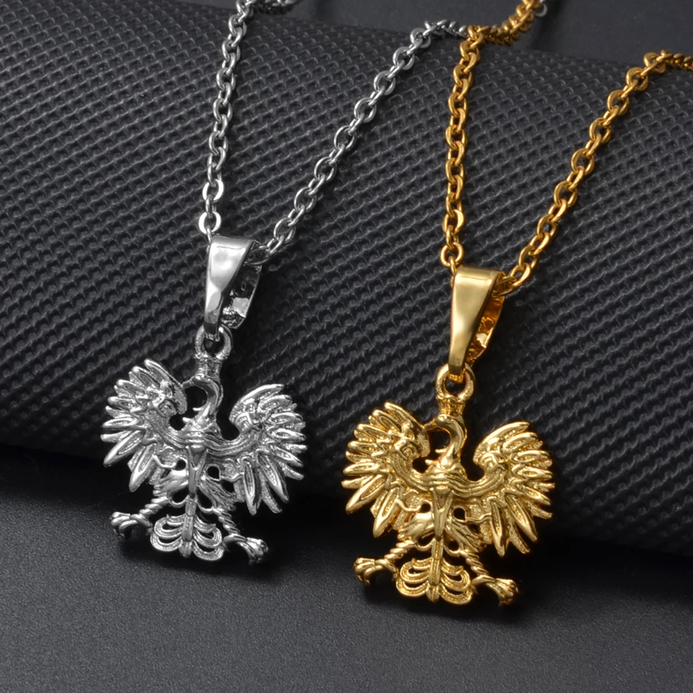 Anniyo Polonia Símbolo Águila Collares con colgante para mujeres y hombres, joyería Polska Poles # 384106
