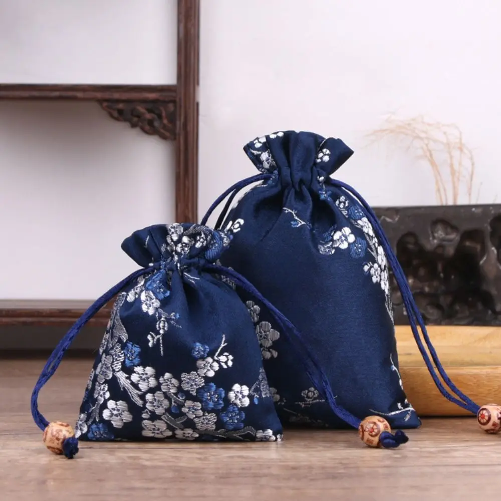Fashion Satin Storage Bag Flower Drawstring Drawstring Gift Bag Candy Bag Embroidered Women Sachet Children