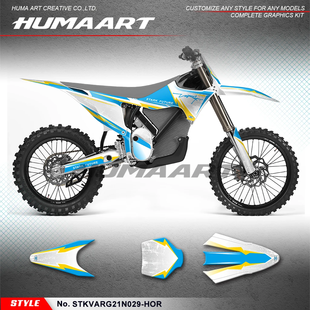 

HUMAART Racing Graphics Stickers Set for Stark Future Varg Electric Dirt Bike, White Blue, Style No.STKVARG21N029-HOR