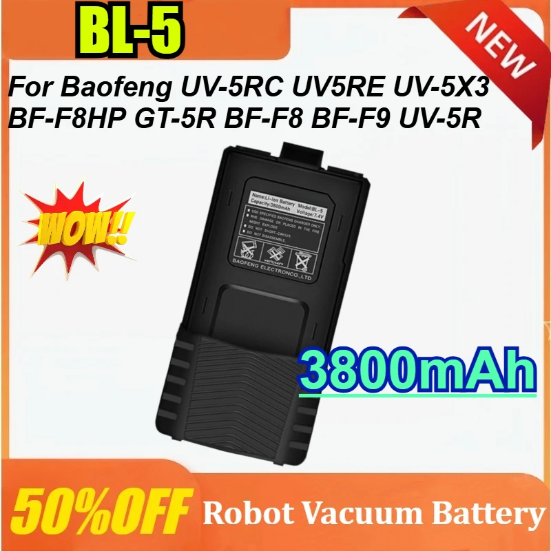 

BL-5 3800mAh For BAOFENG Walkie Talkie Battery for UV-5R UV-5RC UV5RE UV-5X3 BF-F8HP GT-5R BF-F8/9 UV-5R Two Way Radio