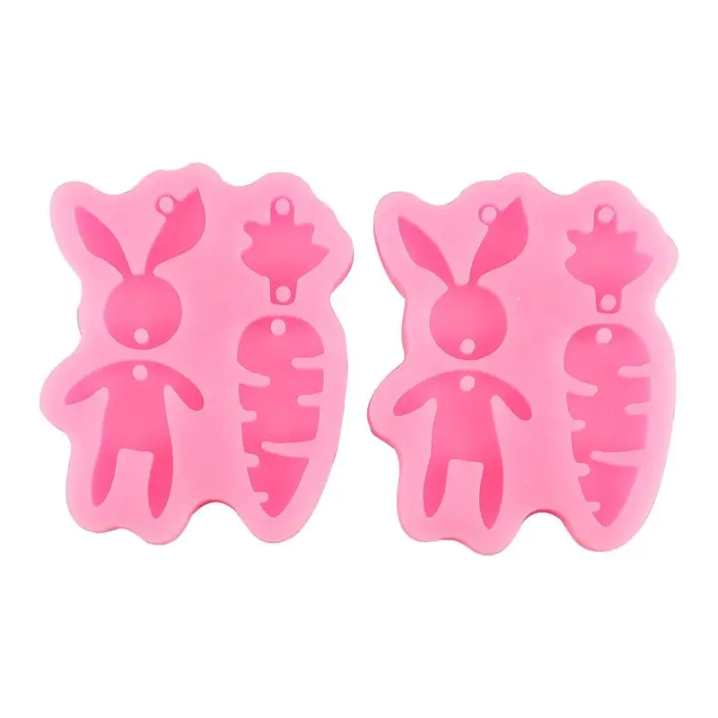 

2pcs Silicone Molds Useful Good Silicone Mold Key Chain Casting Mold Rabbit And Carrot Shaped Mold
