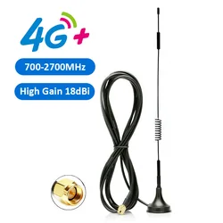 18dBi 4G Lte Outdoor Antenna 700-2700MHz Signal Booster Wifi Aerial Magnetic Base with 3 Meters Cable SMA Male Connector