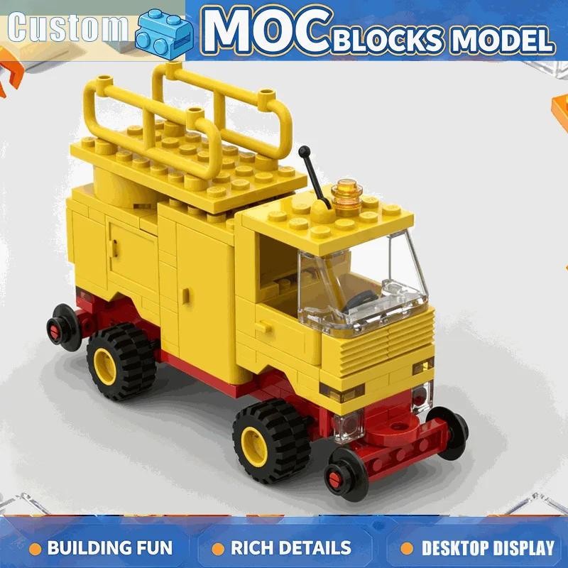 118PCS Railway Maintenance Truck Building Blocks Yellow Track Service Vehicle Model DIY Assembly Toy Creative Collection Gift