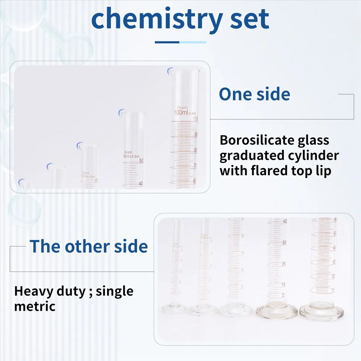 Sep.HOT~Graduated Cylinder Set,Borosilicate Glass Measuring Cylinders in with Pipettes/Stirring Rods/Clean Brush