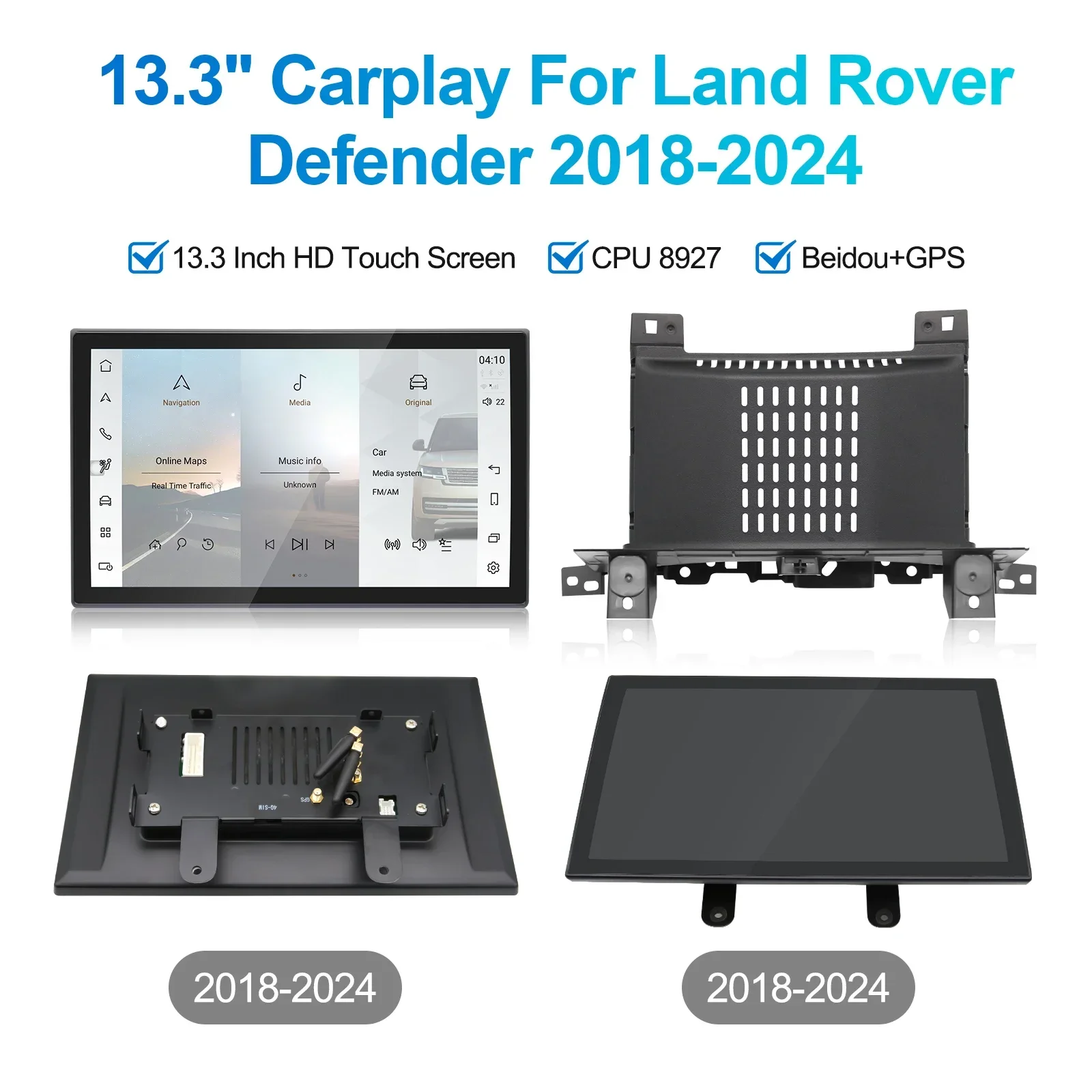 

Для Land Rover Defender 2018-2024 13,3-дюймовый HD автомобильный GPS-навигатор мультимедийный плеер Android стерео блок с процессором 8927