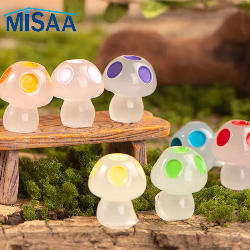 Mushroom Ornament Glow Effect Fairy Garden Delicate Popular Whimsical Trend A Unique Gift For Nature Lovers Interior Decoration