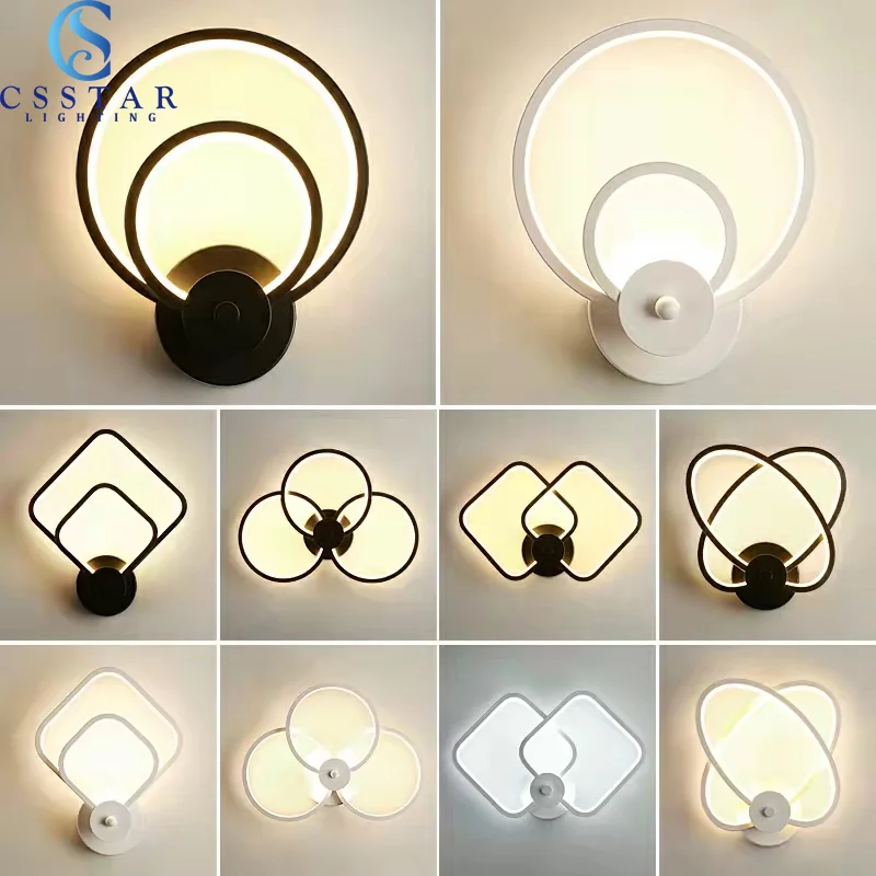 Nordic LED Wand Lampe Innen Schwarz Weiß Wand Licht Einfache Kunst Indoor Hause Dekoration Moderne Wohnzimmer Korridor Bedside110-220V