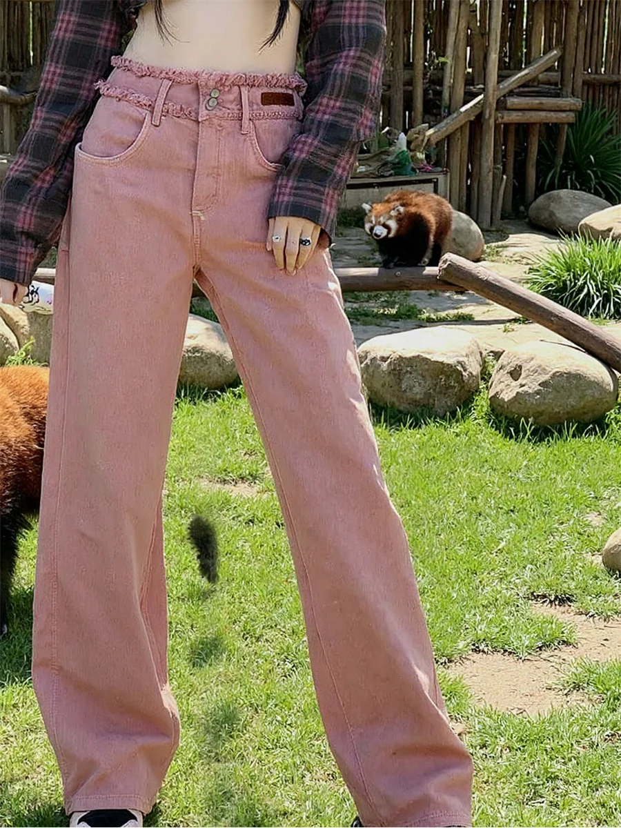 

Широкие джинсы с высокой талией, джинсовые брюки, женская одежда, осенняя атласная одежда три четверти, минималистичный рабочий офис, профессиональный простой