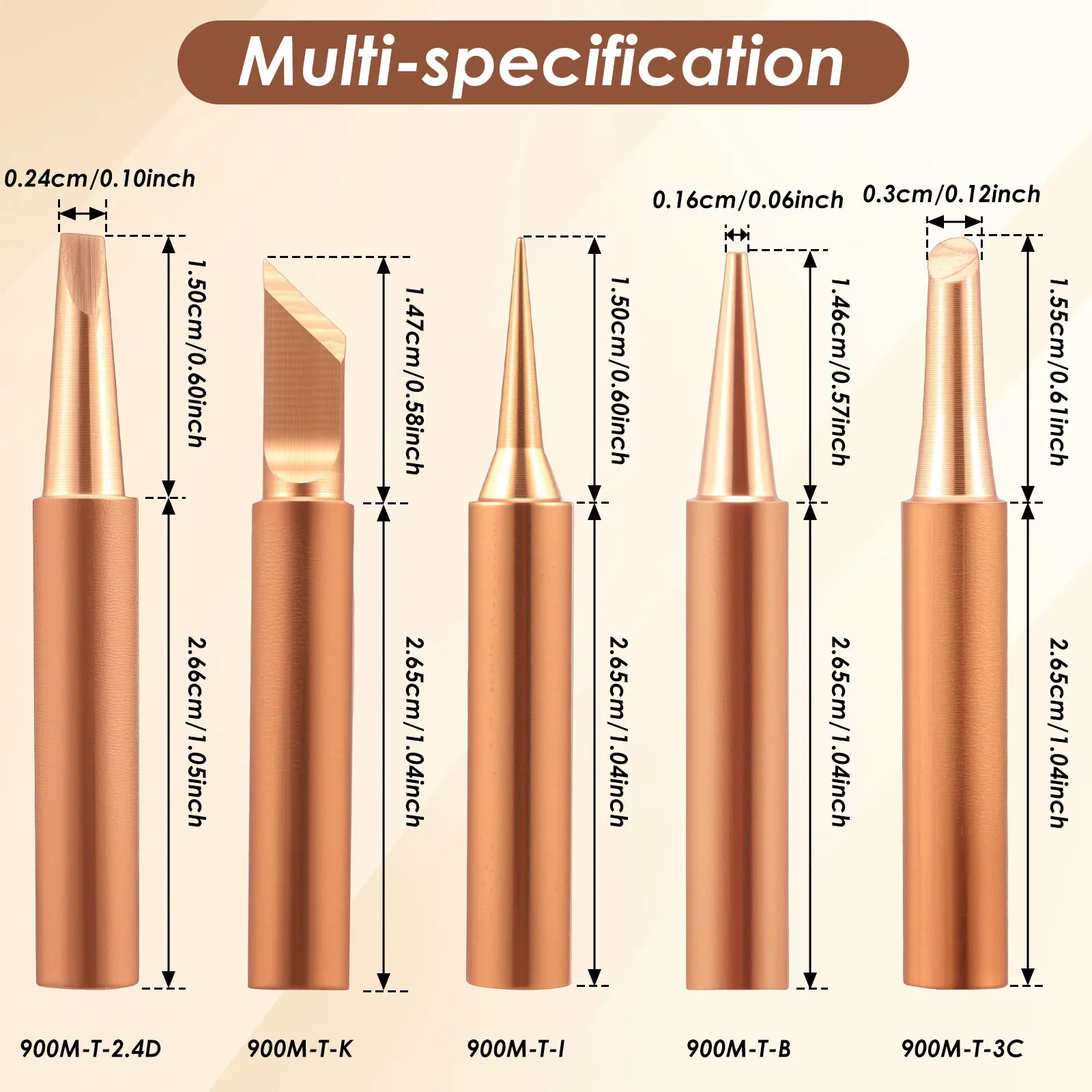 5Pcs Soldering Iron Tip Pure Copper 900M Soldering Iron Head Set Inside Hot Bare Copper Electric Soldering Iron Welding Tools