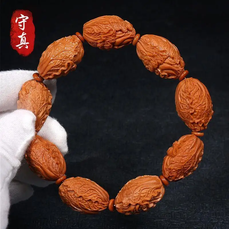 

Olive nut bracelet Bai Cai Na Fu Crafts Stone Carving Hand Pieces Hand Carved Cabbage Poly Rice Olive Hu Bracelet