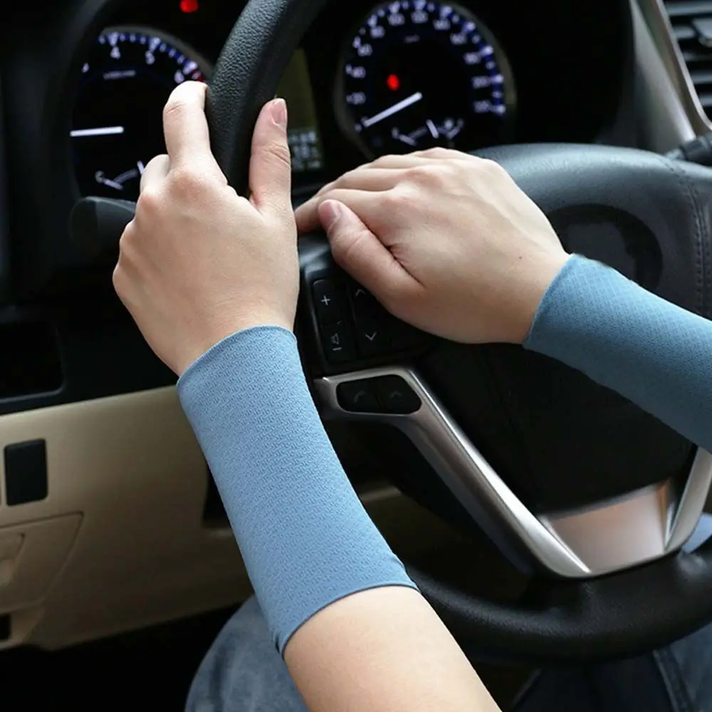 Solid Color Cooling Sleeves Elastic Wrist Cover Sports Wristband Cycling Arm Sleeves Ice Silk Sleeves Sunscreen Wrist