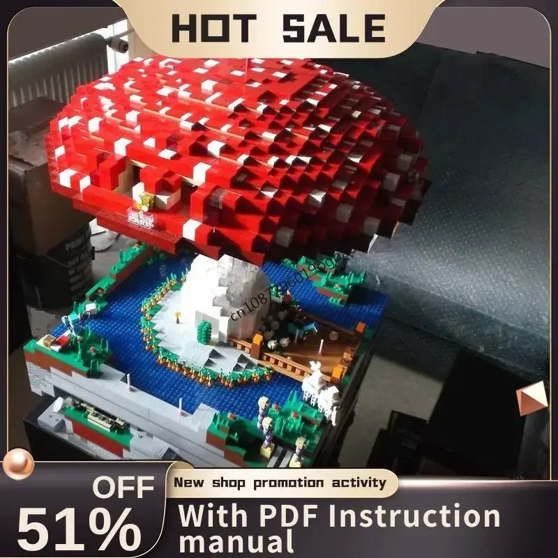 Nouveau 24709 pièces célèbre mot jeu série champignon maison Base Moc vue modèle personnalisé Puzzle bricolage idées créatives enfant jouets cadeaux d'anniversaire