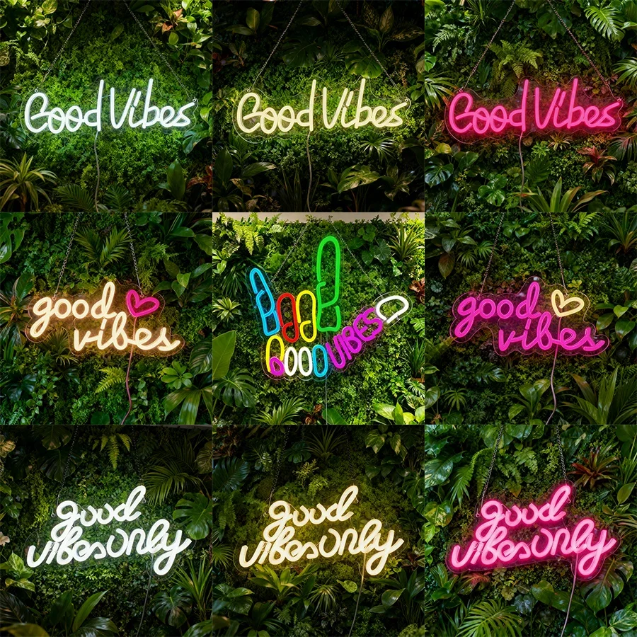 Good Vibes Only Neon-Schilder für Wanddekoration, LED-Leuchtschilder für Schlafzimmer, Spielzimmer, Party, Club-Dekoration, Weihnachtsdekoration