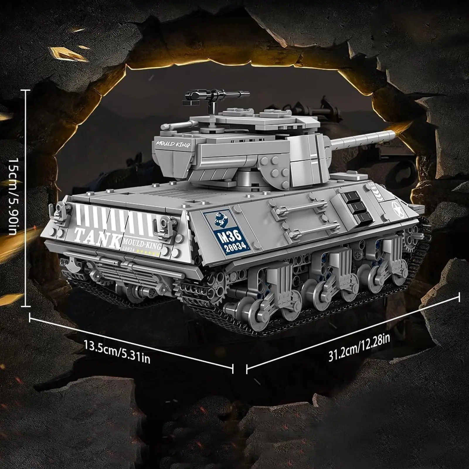 モールドキング 1057ピース RCミリタリービークル組み立てキット、第二次世界大戦コレクタブル戦車モデル（ティーンエイジャーと大人向け）、ギフトアイデア