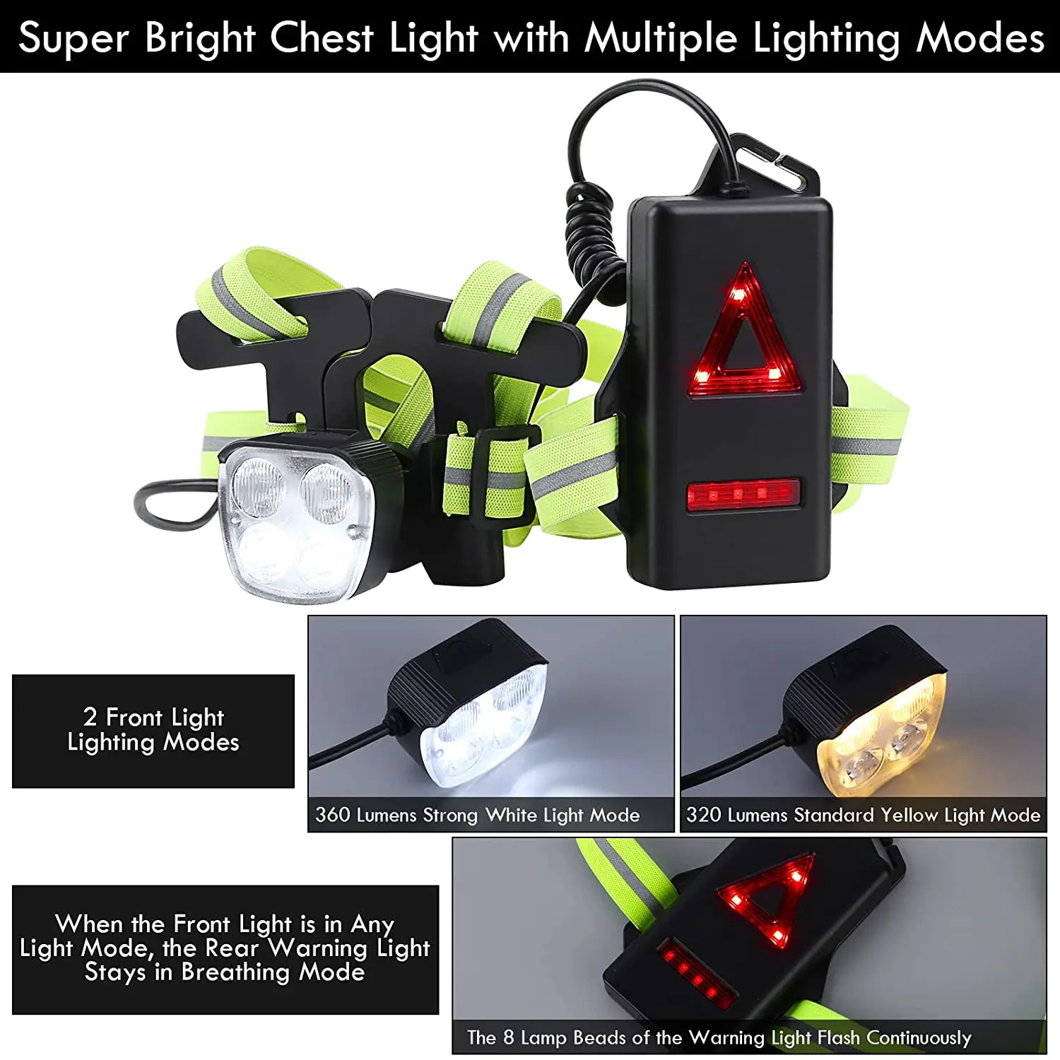 Outdoor Sports High-brightness Running Light Chest Light Safety Warning Light Night Walking Jogging Cycling Lights