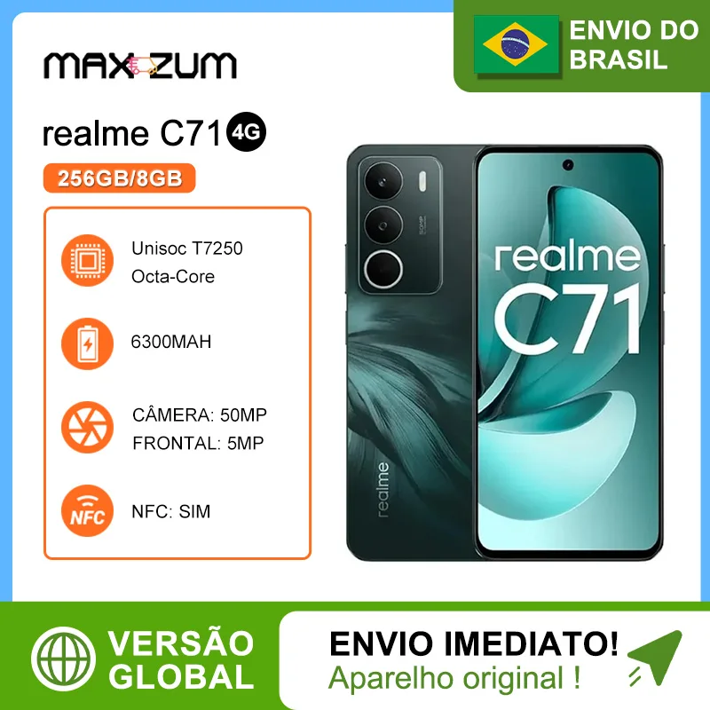 Realme C71 4G 256GB/8GB RAM NFC Global, 6300mAh Battery with 45W