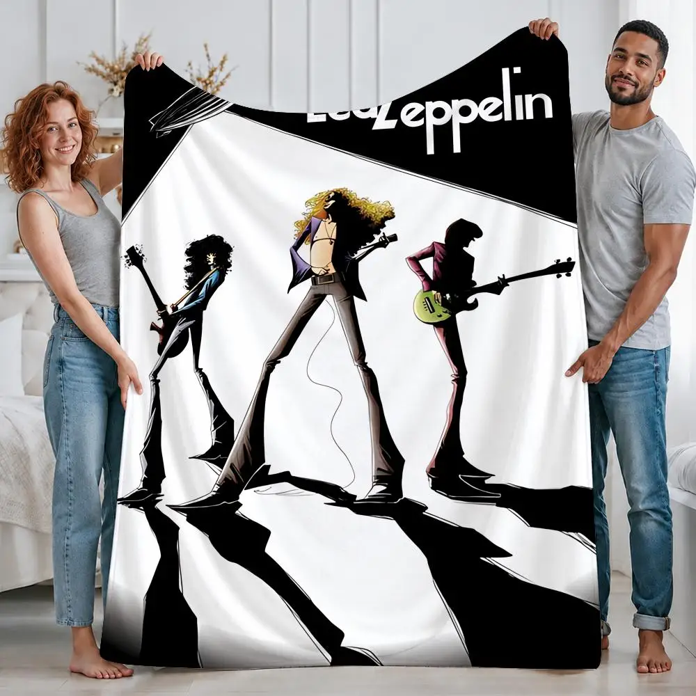 Classic Band Led Zeppelin Throw Custom Printed Flannel Fleece Blanket for Sofa Bed Office Travel & Camping