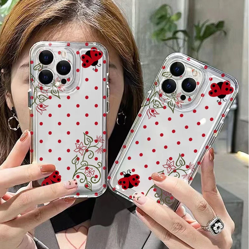 Polka Dot Ladybug Flora Phone Case For Samsung S26 S25 S24 S23 S22 S21 S20 FE Plus Ultra Lite Edge 5G Clear Soft TPU Cover