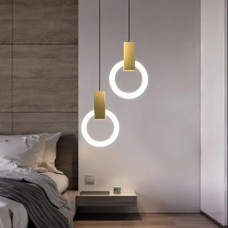 Modern Nordic Simple LED Pendant Light Living Room Stairs Ring Chandelier Creative Dining Room Bedroom LED Ceiling Pendant Lamp - Image 3