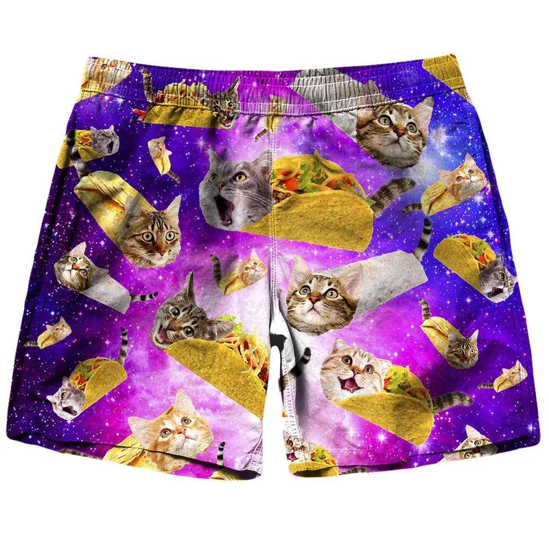 

Starry Sky Tiger Cat 3D Print Beach Shorts Men's Casual Board Shorts Male Swimming Trunks Short Pants Man Swimsuit Clothing