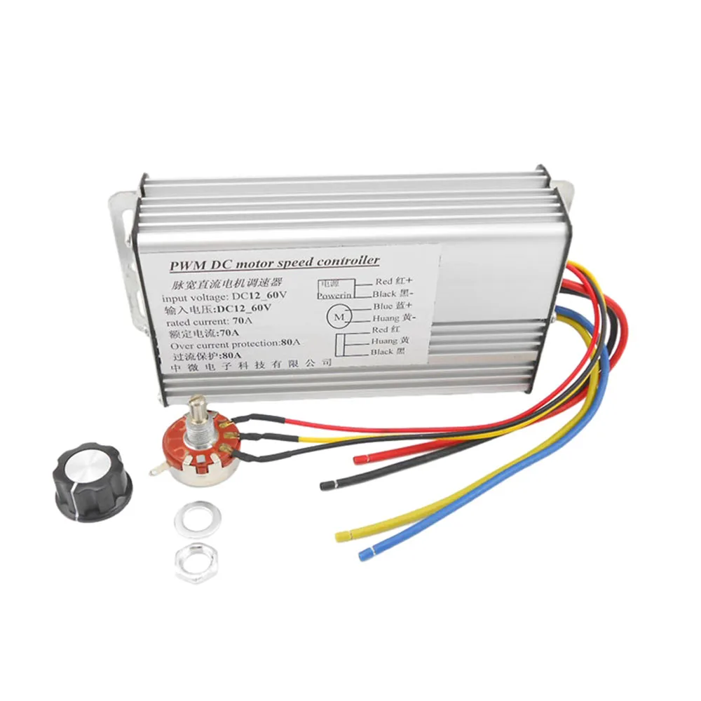 10-60V 4000W 70A DC Brush Motor Speed Controller High Power Forward and Reverse 0-100% Adjustable Regulator Motor Governor