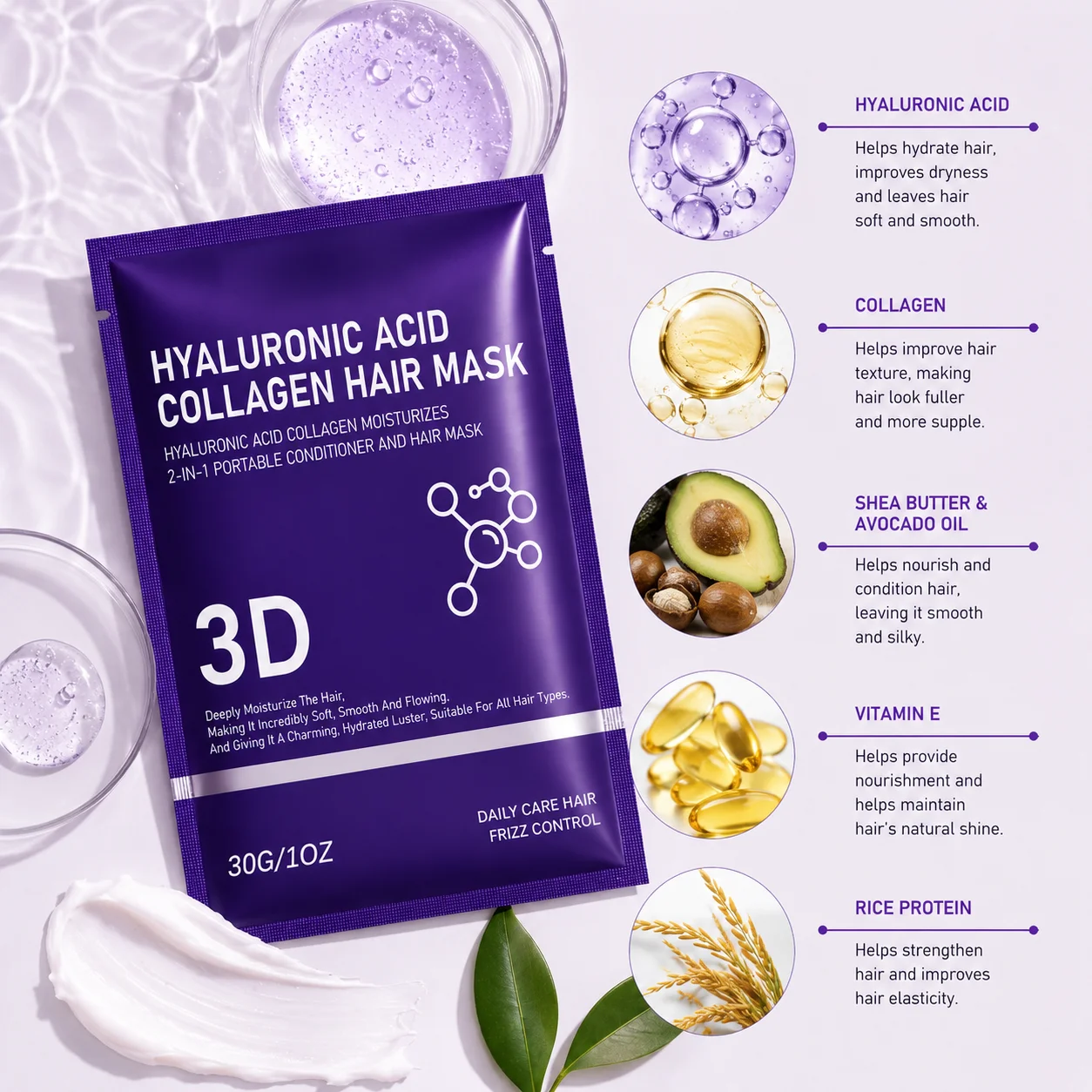 2/3/5 pack Hyaluronic Acid Hai - огляд і ціна Hair Care Cream