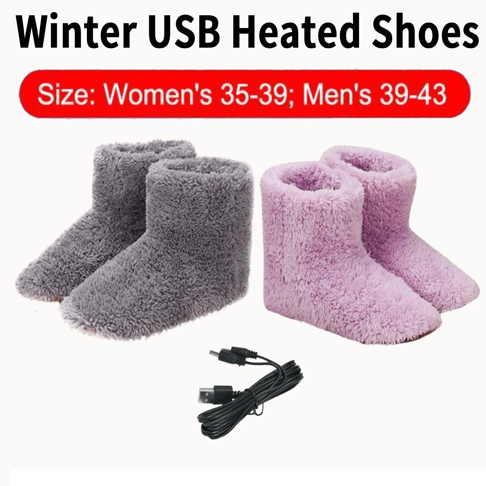 

Women Men Electric Heating Shoes Washable USB Heated Slippers Rechargeable Foot Warmer Lightweight House Shoes for Cold Weather