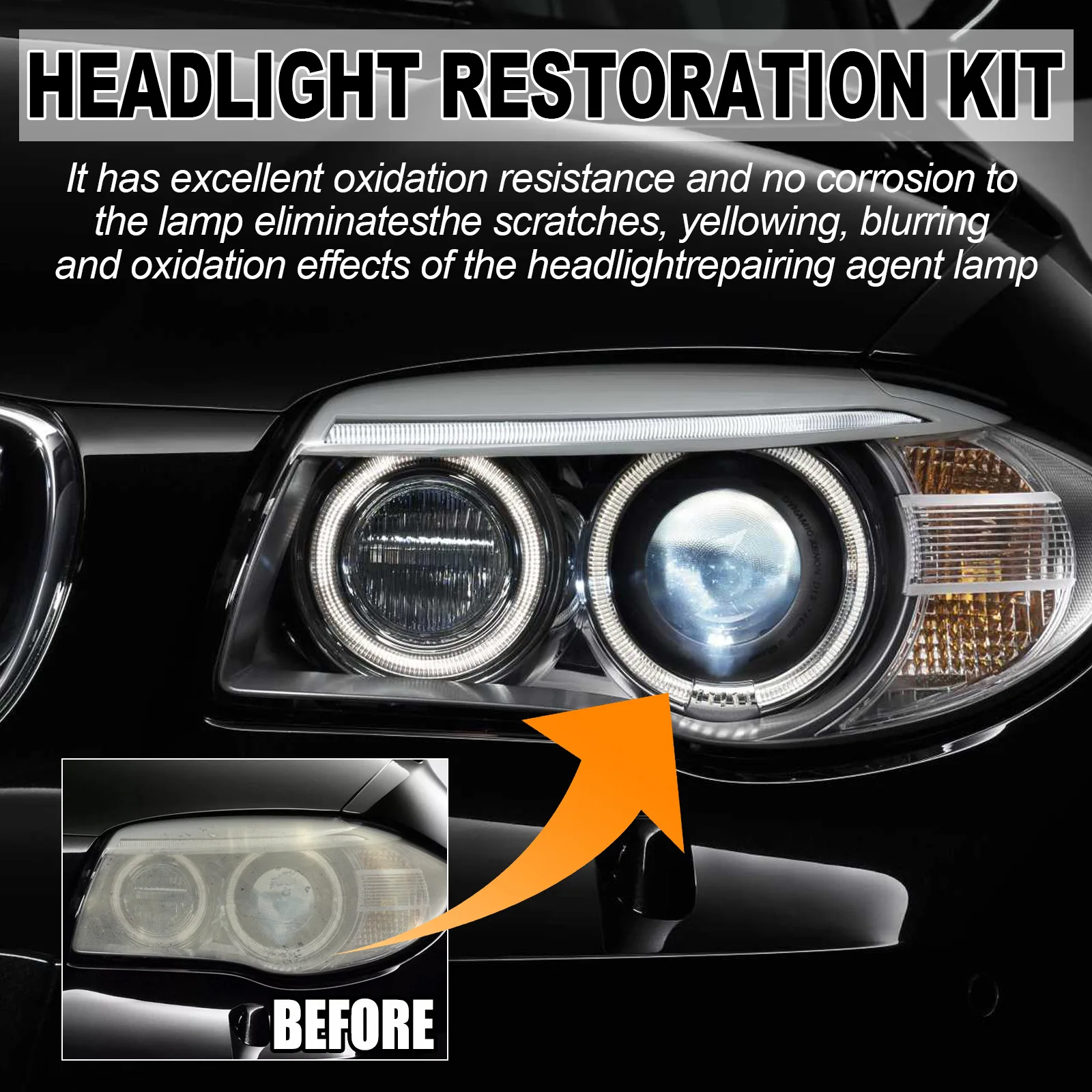 Car Headlight Polishing Paste Scratch Remover Refurbish Compound Car Light Polisher Cleaning Paste Headlamp Restoration Kit