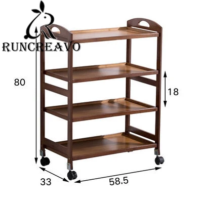 Movable Multifunctional Kitchen Stuff Storage Cart Simple Living Room Tea Table Sofa Small Side Table Wooden Home Furniture