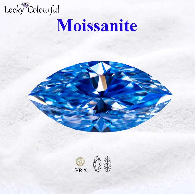 

Moissanite Marquise Shape Ice Blue Color VVS1 with GRA Certificate Beads for DIY Charms Jewelry Making Bracelet Rings Materials