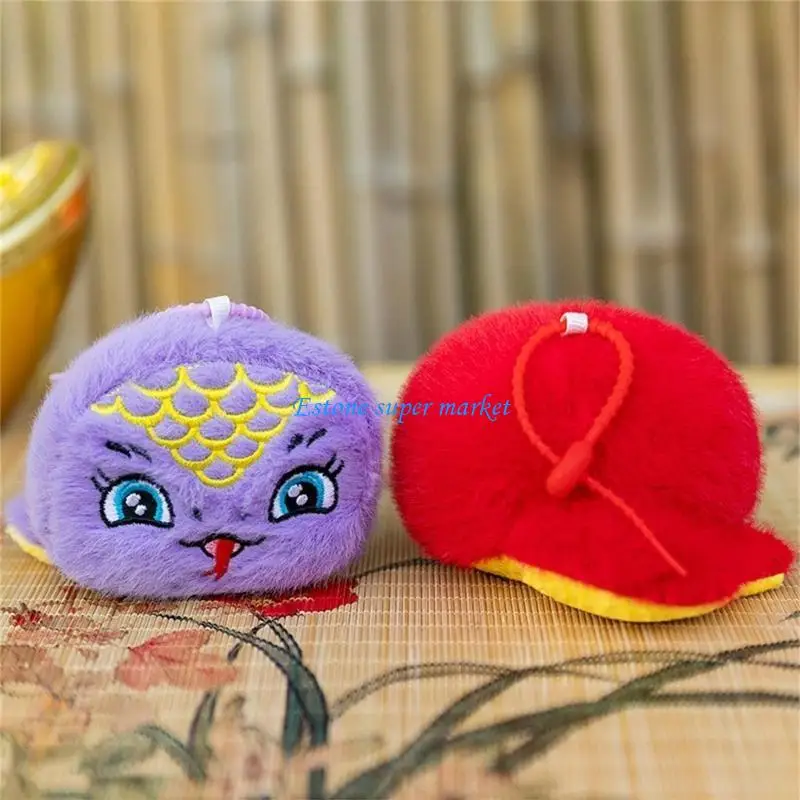 

090B Lovely Plush Snake Zodiacal Pendant Backpack Hanging Charm Keychain Accessory for Fans of Chinese Cultural All Age Gifts