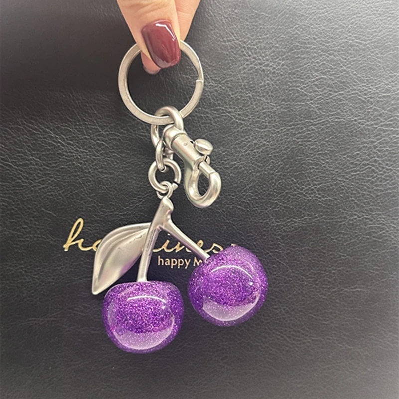 Purple Cherry Charm Pendant Decoration For Coach Handbag Shoulder Bag Women's High-Grade Keychain Bags Attachment Bag Gift