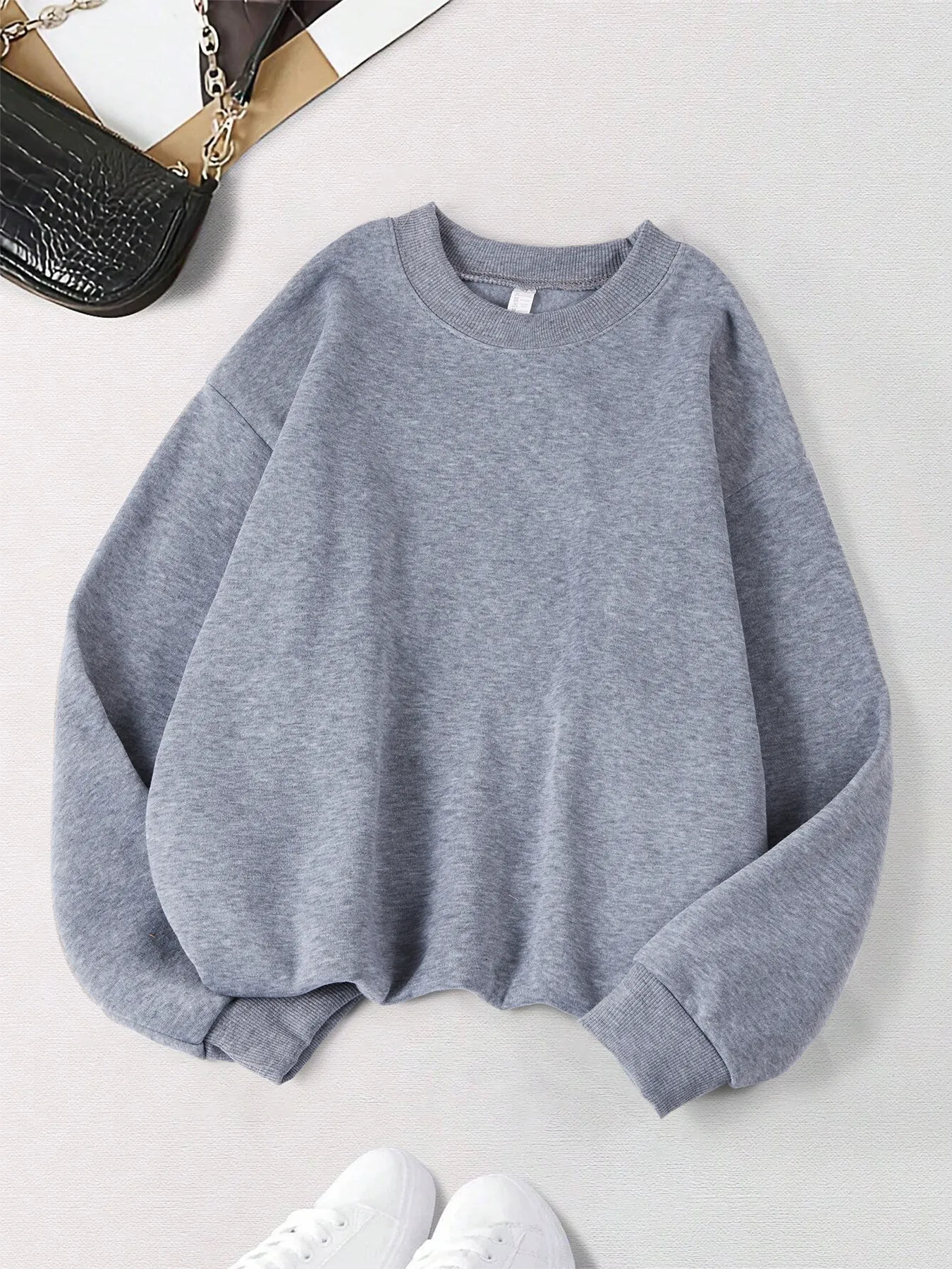 Herbst Hoodie Frauen Plus Größe Sweatshirt Bequeme Solide Tops Fleece Mode Kleidung Straße Weiche Sportswear Casual Warme Pullover – Detail 12