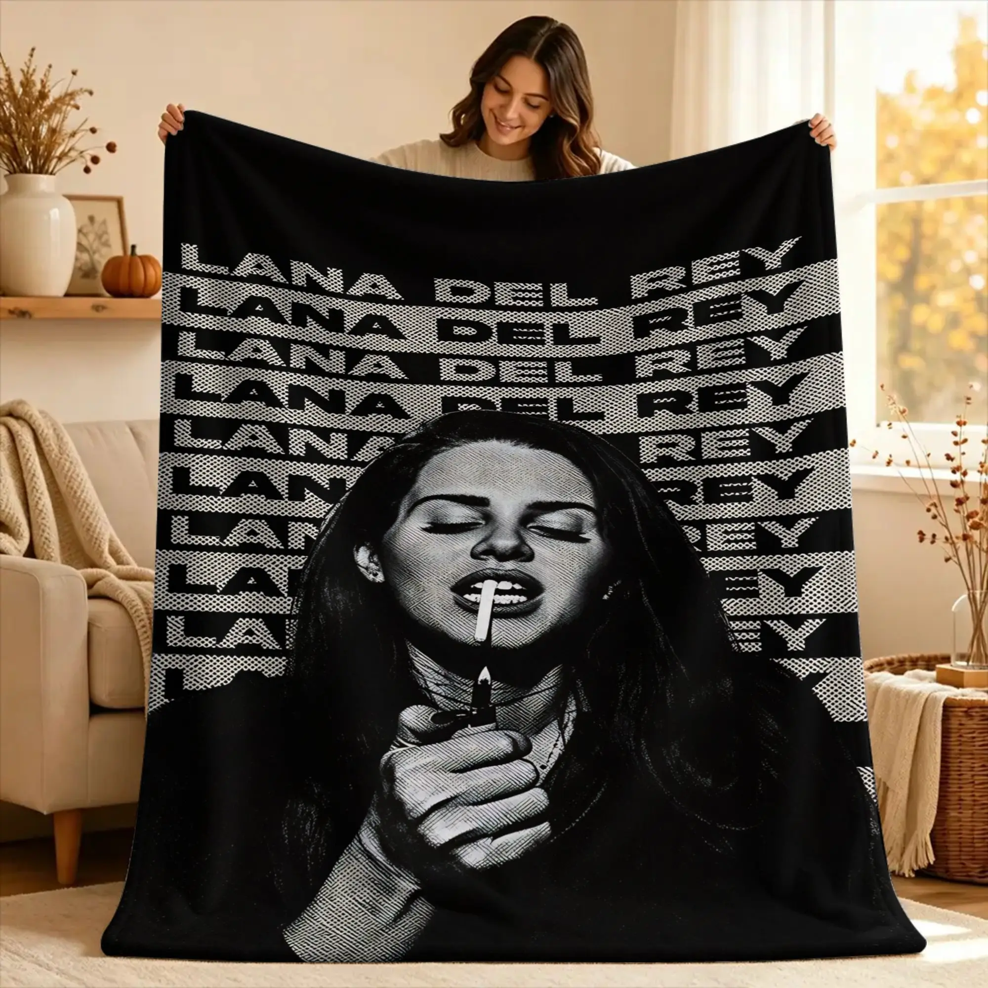 Lana Del Rey Singer Lizzy Grant  Blanket  Travel Flannel Throw Blanket For Couch Chair Sofa Bed Super Design Quality Bedspread