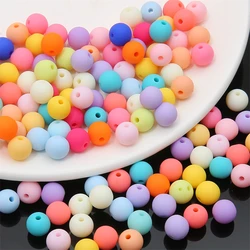 30pcs 8mm Mixed Candy Color Frosted Acrylic Round Beads for Women Necklace Bracelet DIY Jewelry Craft Making Loose Beads