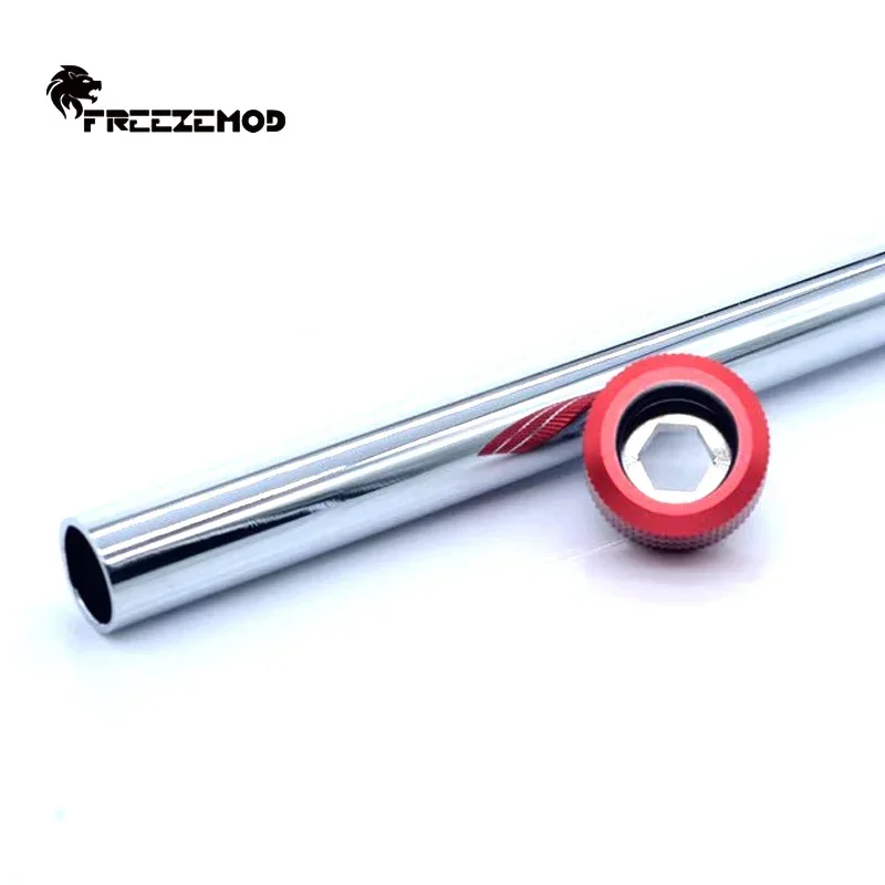 FreezeMod Watercooling Metal Tube Aluminum Alloy Hard Pipe OD14mm Sandblasted Anode, 490MM Silver/Black