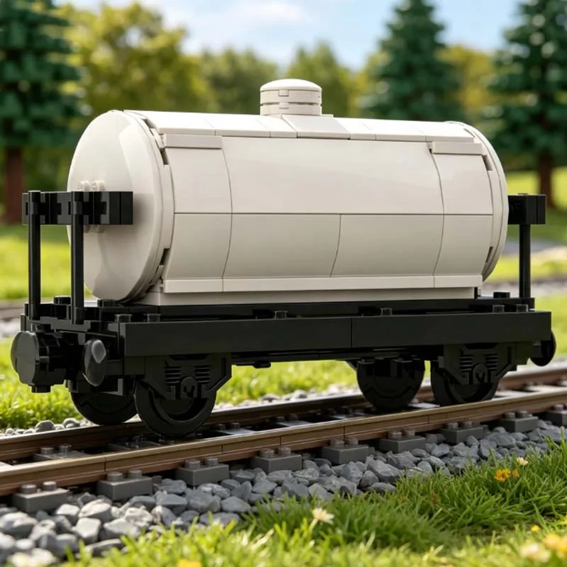 170 PCS Medieval Cargo Train Milk Tanker Wagon 6-Wide Fire Truck Driving Shed MOC Building Block Model Children Set Gift DIY Set