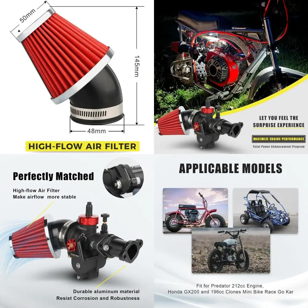 

Карбюратор NIBBI Predator 212 PE22FL, комплект, 12 Predator Performance, впускной коллектор впускной трубы для мини-велосипеда 196cc/212cc/224c