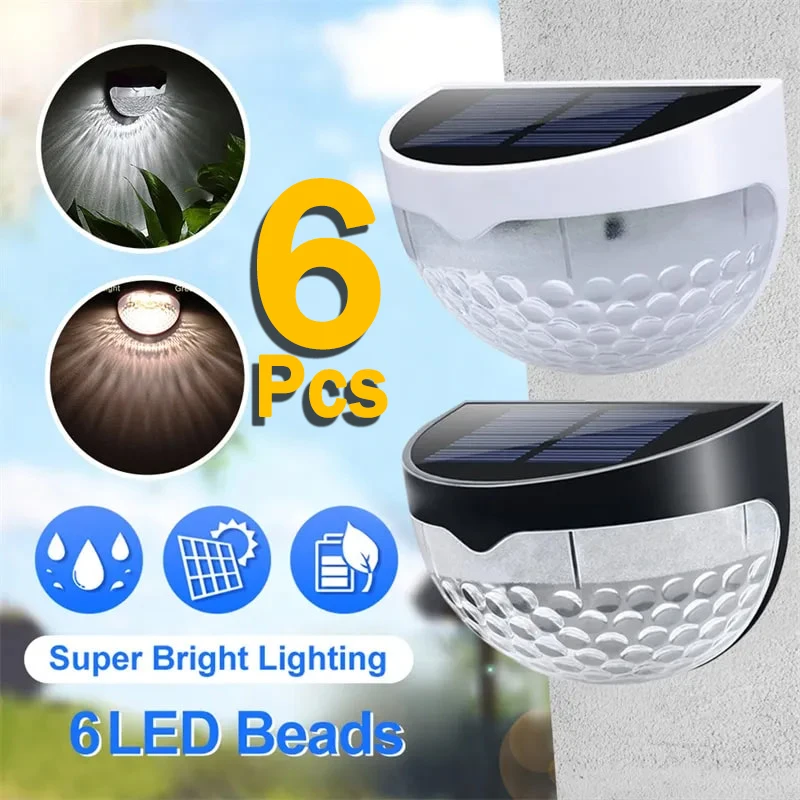 

LED Solar Light Outdoor Wall Lamps Energy Garden Lamps Waterproof Solar Fence Lamp Christmas Decoration Festoon Light 6/4/2/1PCS