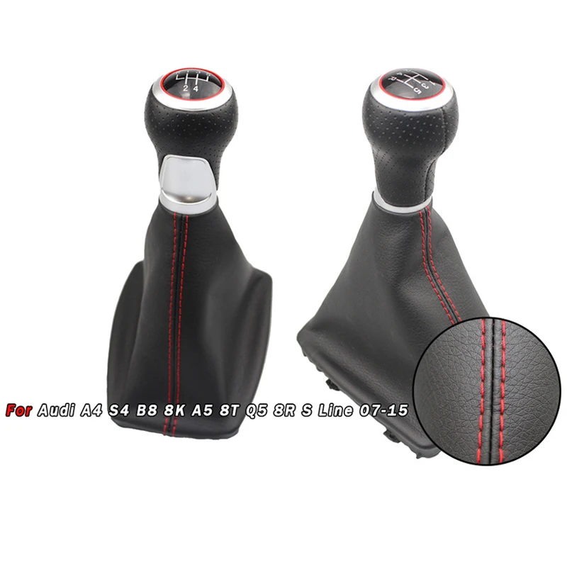 

5/6 Speed Manual Integrated Gear Shift Knob & Dust Boot for Audi A4 2007-2015 - Car Transmission Lever, Durable Auto Accessories