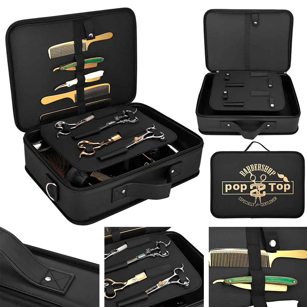 Barbershop Portable Hairstylist Tool Carry Case, Multi-Pocket Large Capacity Hairdressing Tools Storage Bag For Travel & Salon