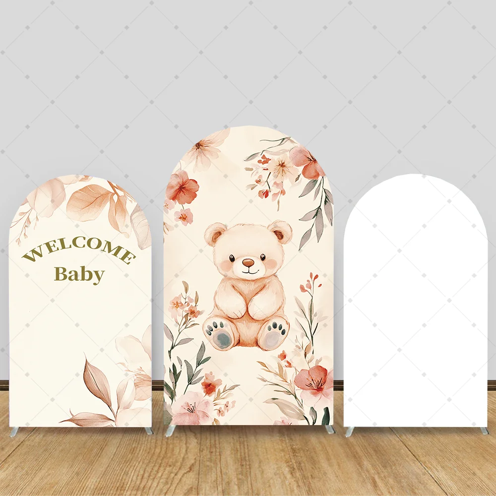 

Bear Baby Shower Arch Backdrop Cover Boho Flower Sweet Girl Party Decor Maternity Pregnant Portrait Wall Background